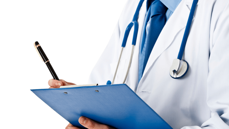El médico prescribe tratamiento para la prostatitis bacteriana.